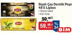 LİPTON DEMLİK POŞET SİYAH ÇAY YELLOW LABEL/EARL GREY 48'Lİ